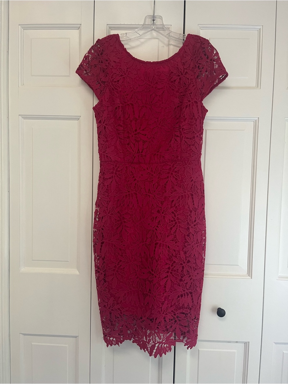 Lulus Fuchsia Pink Floral Lace Midi Dress Size M